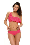 Trendy Two-Piece Latino Swimsuit with Ruffle Detail