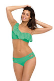 Trendy Two-Piece Latino Swimsuit with Ruffled Neckline