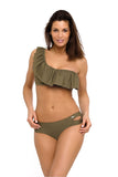 Trendy Two-Piece Swimsuit with Ruffle Detail and Cutouts