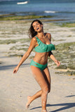 Trendy Two-Piece Latino Swimsuit with Ruffled Neckline