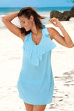 Fashionable Cuban Style Tunic with Frill Neckline