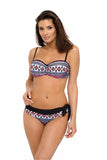 Colorful Ethno-Pattern Two-Piece Swimsuit with Push-Up Bra