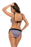 Colorful Ethno-Pattern Two-Piece Swimsuit with Push-Up Bra