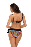 Colorful Two-Piece Ethno-Patterned Swimsuit with Push-Up Bra