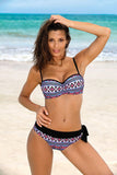 Colorful Ethno-Pattern Two-Piece Swimsuit with Push-Up Bra