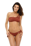 Elegant Two-Piece Swimsuit in Soft Suede-Like Fabric