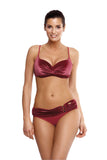 Elegant Push-Up Swimsuit with Pearly Sheen and Adjustable Straps
