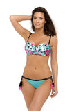 Floral Push-Up Swimsuit with Tied Sides and Tassels