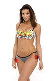 Feminine Floral Swimsuit with Push-Up Top and Tied Bottoms