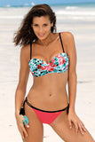 Feminine Floral Push-Up Swimsuit with Tied Side Bottoms
