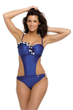 Floral Monokini Swimsuit with Push-Up Cups and Ties