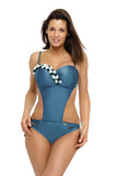 Elegant Floral Monokini with Push-Up Cups and Ties