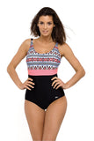 Colorful Patterned One-Piece Swimsuit with Adjustable Straps