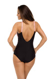 Elegant Photo Print One-Piece Swimsuit with Adjustable Straps