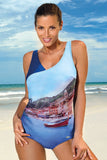 Elegant Patterned One-Piece Swimsuit with Padded Cups