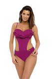 Cuban-Inspired One-Piece Monokini Swimsuit with Push-Up Cups