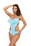 Cuban-Inspired One-Piece Monokini Swimsuit with Frills