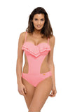 Cuban-Inspired One-Piece Monokini Swimsuit with Frill