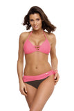 Elegant Two-Piece Swimsuit with Push-Up Bra and Ties