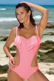 Cuban-Inspired One-Piece Monokini Swimsuit with Frill