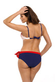 Stylish Two-Piece Swimsuit with Patterned Bra & Hipster Bottom