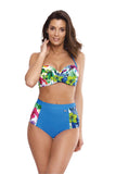 Colorful Floral High-Waisted Swimsuit with Push-Up Bra