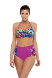 Colorful Floral Retro Style Swimsuit with Push-Up Bra