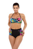 Colorful Floral Retro-Inspired Push-Up Swimsuit
