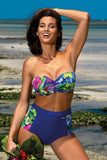 Colorful Floral Retro-Style Swimsuit with Push-Up Support