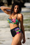 Colorful Floral Retro-Inspired Push-Up Swimsuit