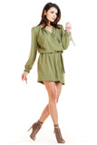 Boho Style Mini Dress with Tied Sleeves and Elastic Waist