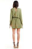 Boho Style Mini Dress with Tied Sleeves and Elastic Waist