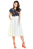 Flared Midi Skirt with Pockets and Zip Fastening