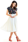 Flared Midi Skirt with Pockets and Zip Fastening