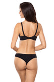 Smooth Black Knit Classic Thongs with Cotton Gusset