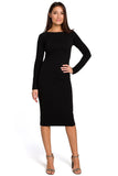 Feminine Knitted Tuba Length Dress with Covered Zipper