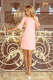 Pastel Pink Flared Sleeve Trapeze Dress with Bows