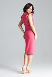 Chic Knee-Length Cocktail Dress with Front Slit & Frills
