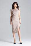 Chic Knee-Length Cocktail Dress with Front Slit and Frills