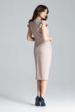 Chic Knee-Length Cocktail Dress with Front Slit and Frills