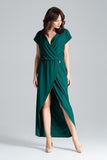Elegant Long Dress with Kimono Sleeves and Slit Detail