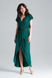 Elegant Long Dress with Kimono Sleeves and Slit Detail