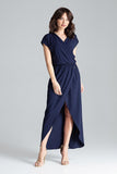 Elegant Kimono Sleeve Long Dress with Front Slit