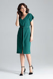 Kimono Sleeve Dress with Waist Tie and Slit Detail