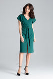 Kimono Sleeve Dress with Waist Tie and Slit Detail