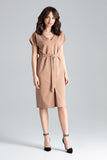 Casual Kimono Sleeve Dress with Waist Tie and Slit