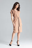Casual Kimono Sleeve Dress with Waist Tie and Slit