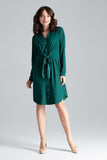 Shirt Dress with Tie Waist and Decorative Springs