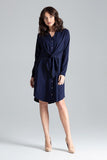 Shirt Dress with Tie Waist & Decorative Springs