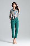 Pleated 7/8 Cigarette Pants with Zipped Pockets